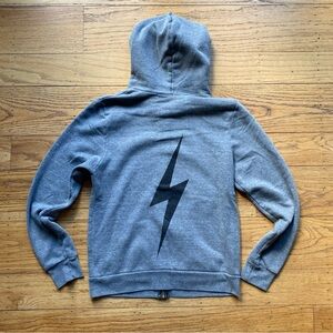 Aviator Nation Zip up Lightning Bolt Hoodie Women’s Medium Gray